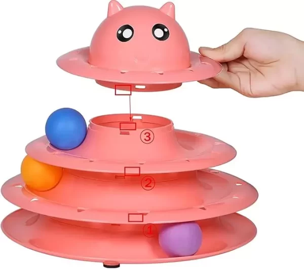 Juguete 3 niveles interactivo para gatos que promueve la actividad física y mental