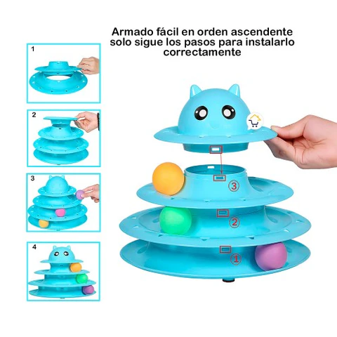 Juguete 3 niveles interactivo para gatos que promueve la actividad física y mental