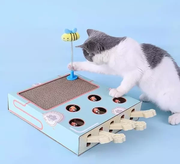 Juguete para Gatos con ratones y rascador de cartón reciclable