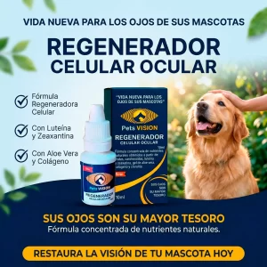 Banner Pets Vision gotero regenerador celular ocular con luteína aloe vera clorofila para perros gatos salud visual nítida hidratación recuperación – Colombia