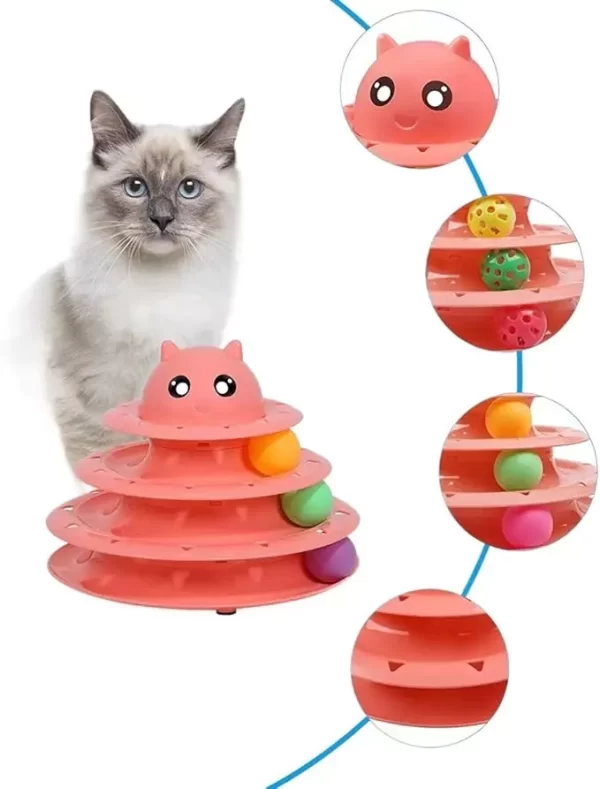 Juguete 3 niveles interactivo para gatos que promueve la actividad física y mental